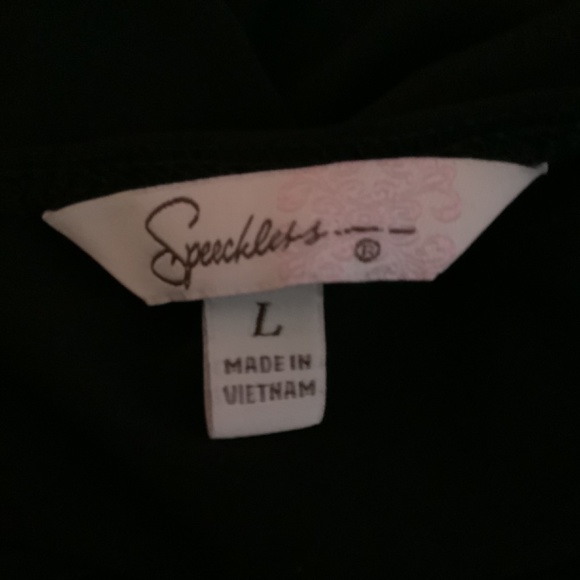 Women’s Speechless Black/white Peplum Top Size L - Picture 14 of 15